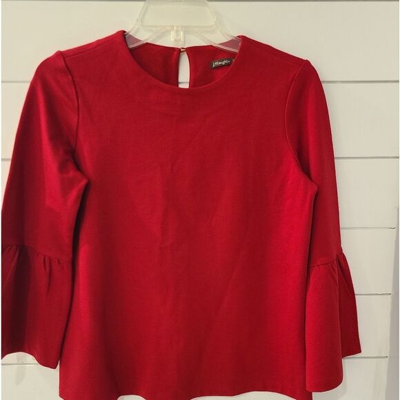 J. McLaughin Red Bell Sleeve Blouse Relaxed Fit - Picture 1 of 5